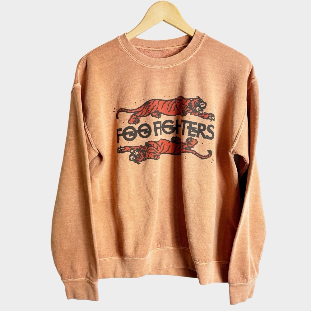 Foo Fighters M Orange Sweatshirt Tigers Cozy 90s Grunge Punk